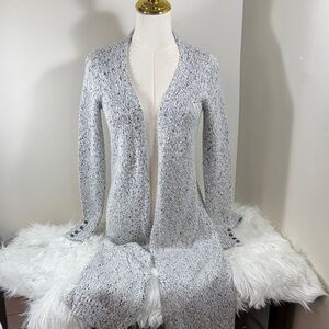 White House Black Market Light Gray Open Sequined Cardigan